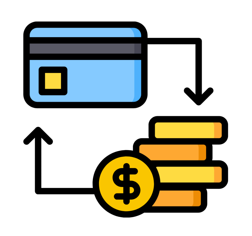 icono de avance de efectivo con una tarjeta de credito sacando dinero inmediato