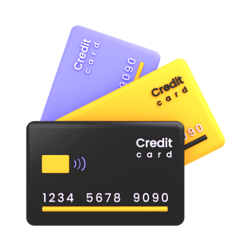 icono de lo que es una tarjeta de crédito y como se usa, en colores amarillo, negro y morado