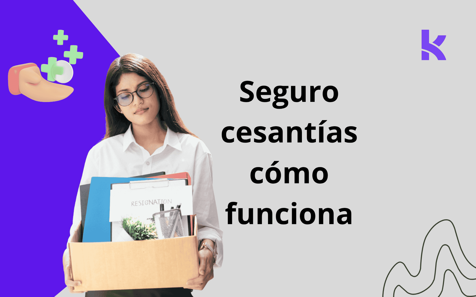 chica con una caja pensando en. como funciona el seguro de cesantías ahora que no tiene trabajo