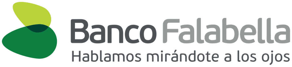 lofgo y eslogan del banco falabella con fondo transparente, letras negras e isologo de dos hoja verdes