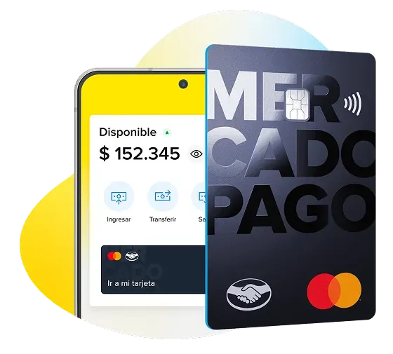 tarjeta mercado pago icono con telefono de la aplicacion de mercado pago