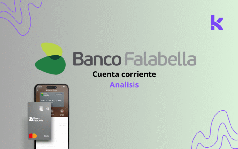 logotipo de falabela cuenta corriente con un telefono de falabella con app abierta y la pagina de inicio mostrandonos que es la cuenta corriente y como usarla