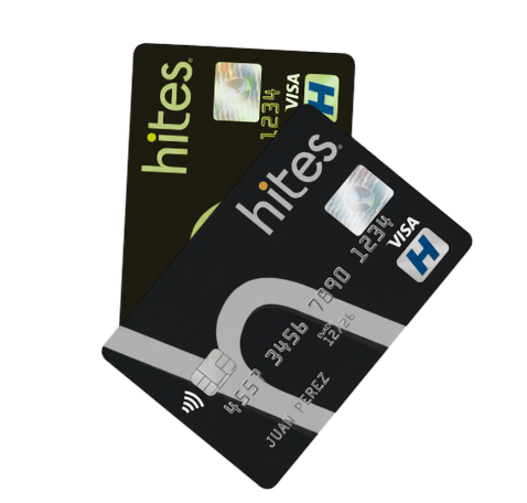 icono de dos tarjetas hites chile, color negras con letras color plateado, el logo de hites en la parte superior derecha