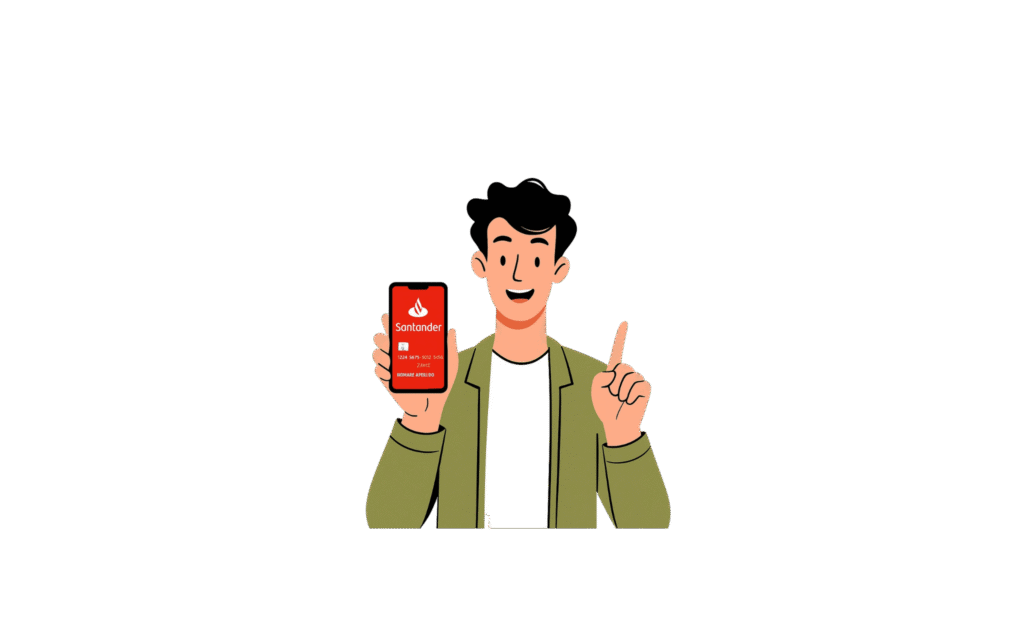 chico kroop explicando como solicitar la tarjeta de credito santander ccon su app santander en mano