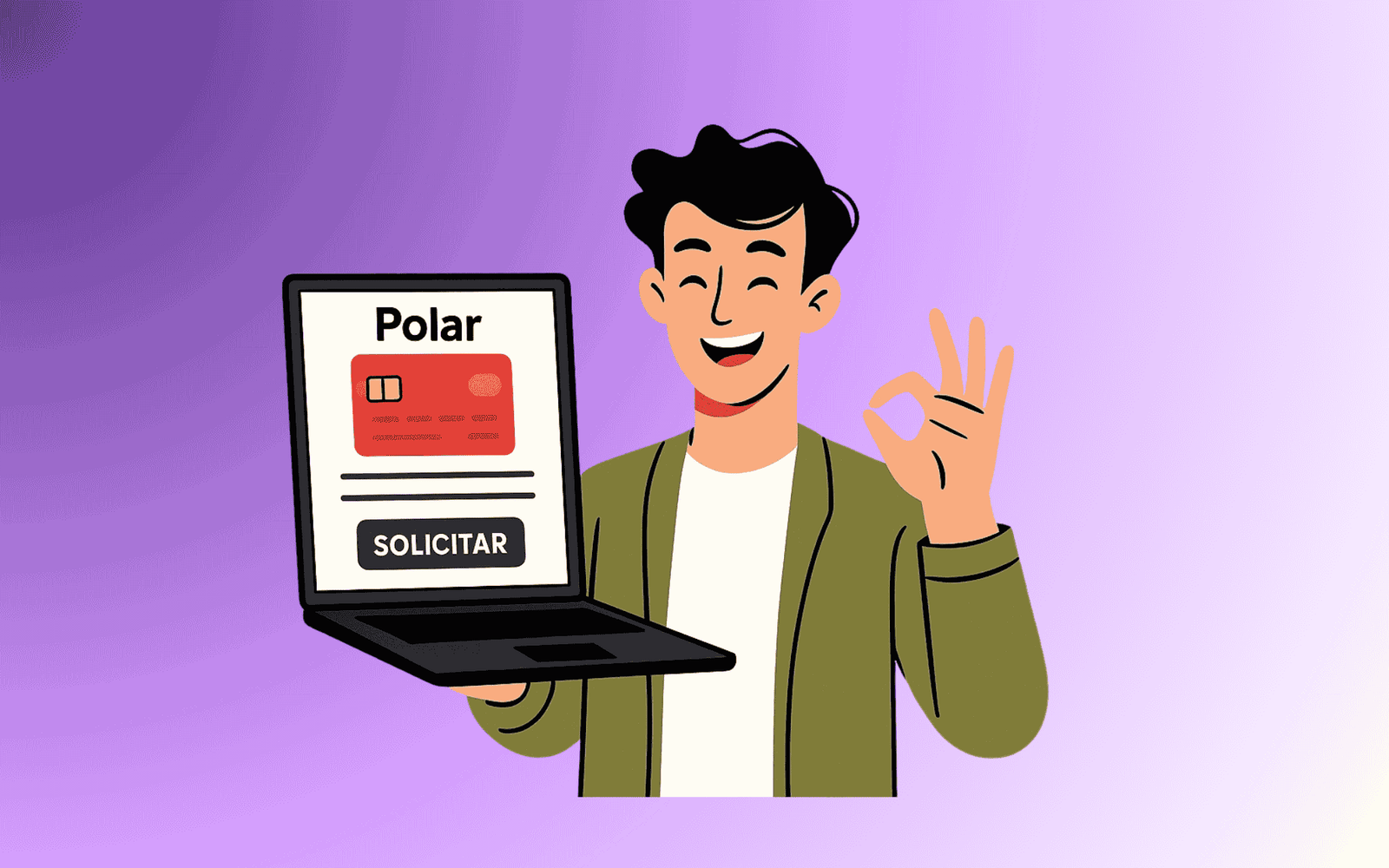 chico con una computadora en la mano mostrando como solicitar la tarjeta la polar en chile