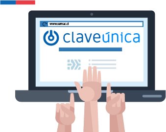 computadora con imagen de claveunica y unas manos usandola