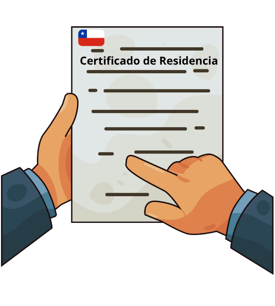manos sosteniendo certificado de residencia chile